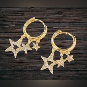 NEW Shooting stars gold hoop earrings NWT